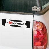 Autocollant De Voiture J'aime mon Pitbull - os de chien (Sur camion)