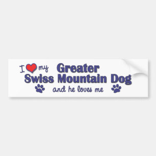 Autocollant De Voiture J'aime mon plus grand chien suisse de montagne (le