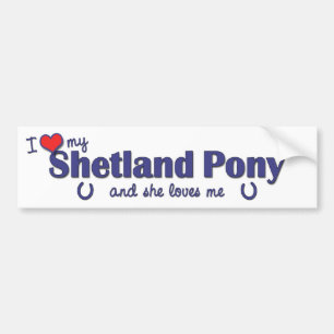 Autocollant De Voiture J'aime mon poney de Shetland (le poney femelle)