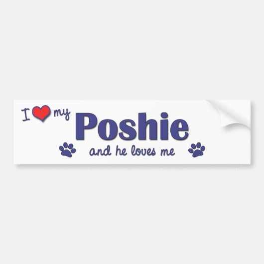 Autocollant De Voiture J'aime mon Poshie (le chien masculin) (Devant)