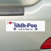 Autocollant De Voiture J'aime mon Shih-Poo (le chien masculin) (En voiture)