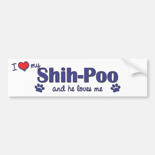 Autocollant De Voiture J'aime mon Shih-Poo (le chien masculin) (Devant)