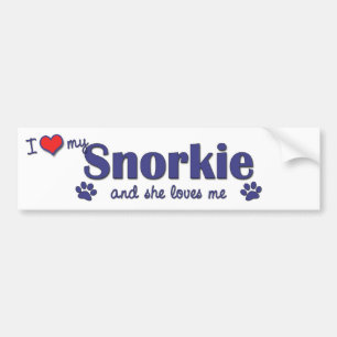 Autocollant De Voiture J'aime mon Snorkie (le chien femelle)