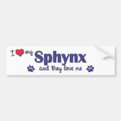 Autocollant De Voiture J'aime mon Sphynx (les chats multiples) (Devant)