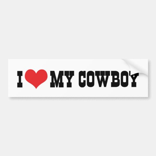 Autocollant De Voiture J'Aime Mon Sticker Cowboy Bumper (Devant)
