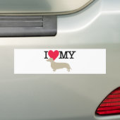 Autocollant De Voiture J'aime mon teckel ! (En voiture)