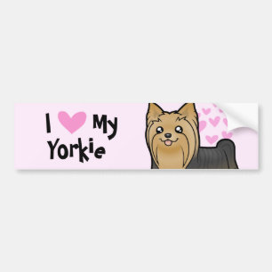 Autocollant De Voiture J'aime mon Yorkshire Terrier (longs cheveux aucun