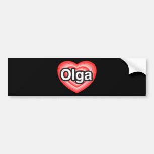 Autocollant De Voiture J'aime Olga. Je t'aime Olga. Coeur