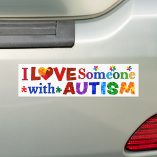 Autocollant De Voiture J'aime quelqu'un avec AUTISM