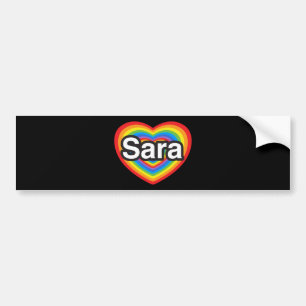 Autocollant De Voiture J'aime Sara. Je t'aime Sara. Coeur