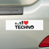 Autocollant De Voiture J'aime Techno (En voiture)