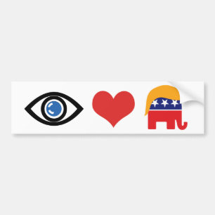 Autocollant De Voiture J'aime Trump - Logo Cheveux Éléphant du GOP