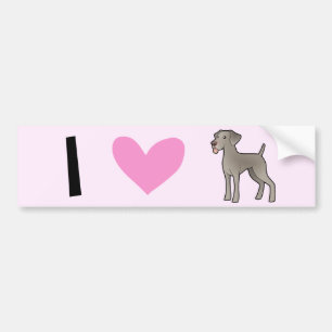 Autocollant De Voiture J'aime Weimaraners