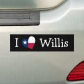 Autocollant De Voiture J'aime Willis (En voiture)