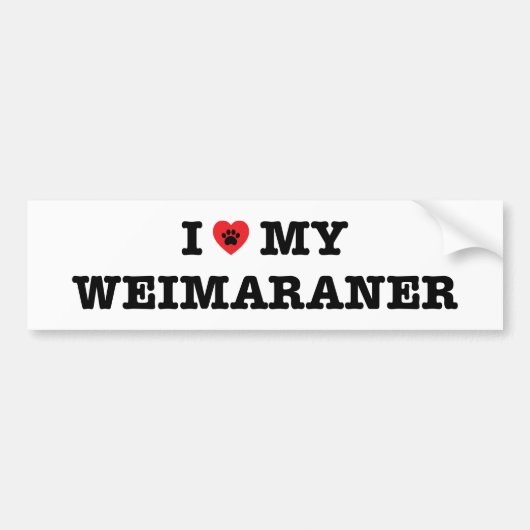Autocollant De Voiture J'Coeur Mon Sticker Weimaraner Bumper (Devant)