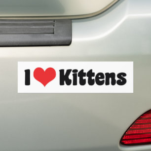 Autocollant De Voiture Je adore les chatons au cœur - Amateur de chats