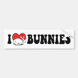 Autocollant De Voiture Je adore les lapins à coeur