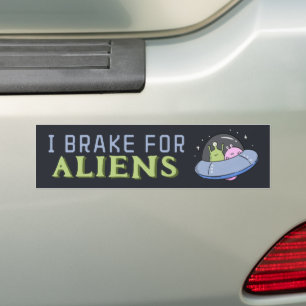 Autocollant De Voiture JE FREINE POUR ALIENS, Funny Spacship