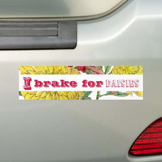 Autocollant De Voiture Je freine pour Daisies (En voiture)