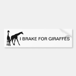 AUTOCOLLANT DE VOITURE JE FREINE POUR DES GIRAFES