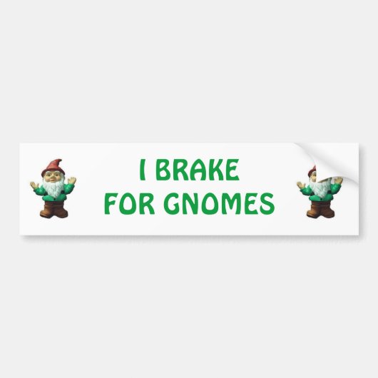 AUTOCOLLANT DE VOITURE JE FREINE POUR DES GNOMES (LE VERT) (Devant)