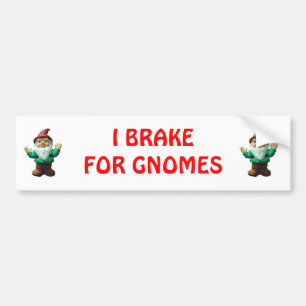 AUTOCOLLANT DE VOITURE JE FREINE POUR DES GNOMES (ROUGES)