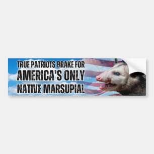 Autocollant De Voiture Je freine pour le seul marsupial natif d'Amérique,