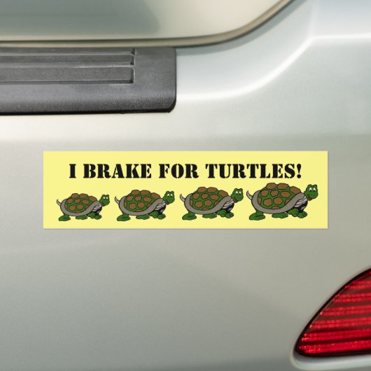 Autocollant De Voiture Je freine pour les tortues Attention Jaune mignonn (En voiture)