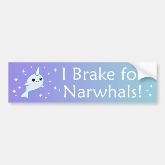 Autocollant De Voiture Je freine pour Narwhals (Devant)
