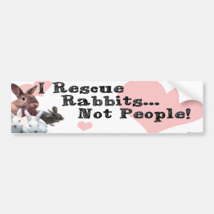 Autocollant De Voiture Je secours des personnes de lapins… pas !