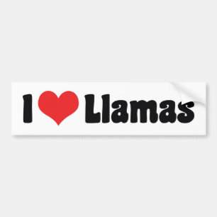Autocollant De Voiture Je suis amoureux des lamas à coeur