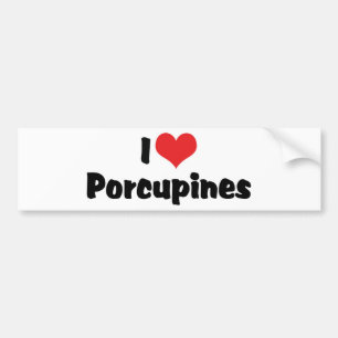 Autocollant De Voiture Je suis amoureux des porcs-épics à coeur