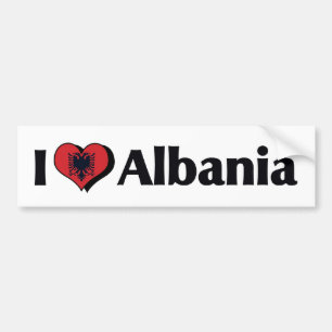 Autocollant De Voiture Je suis amoureux du drapeau de l'Albanie