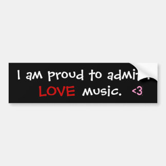 Autocollant De Voiture Je suis fier d'admettre I , <3, AMOUR, musique