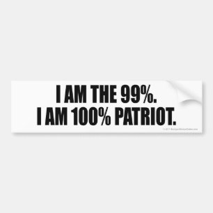 AUTOCOLLANT DE VOITURE JE SUIS LE 99%. JE SUIS LE PATRIOTE 100%
