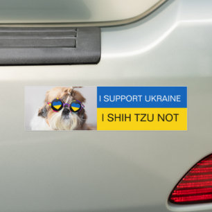 Autocollant De Voiture Je suis pour l'Ukraine Je Shih Tzu Pas le drapeau 