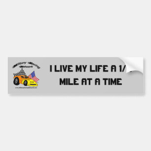 AUTOCOLLANT DE VOITURE JE VIS MA VIE PAR 1/4 MILLE À LA FOIS