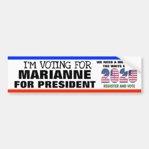 AUTOCOLLANT DE VOITURE JE VOTE POUR MARIANNE POUR LA PRÉSIDENTE