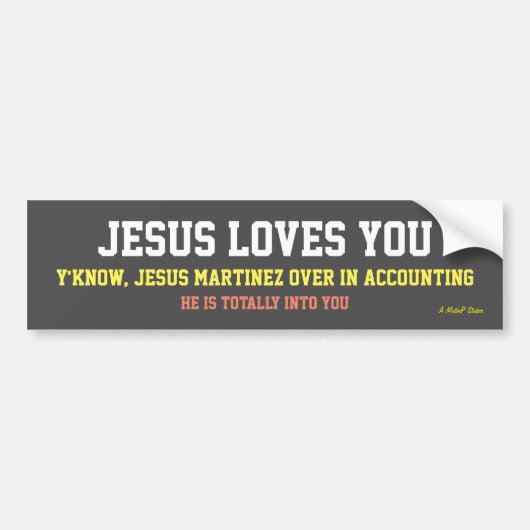 Autocollant De Voiture Jésus T'Aime... ? - Sticker MisterP (Devant)