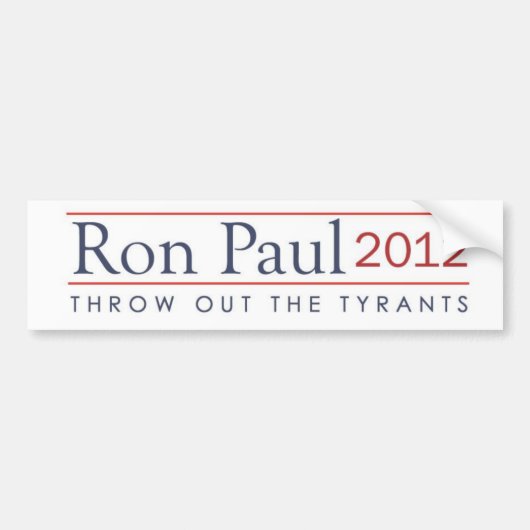 Autocollant De Voiture Jetez les tyrans Ron Paul 2012 (Devant)