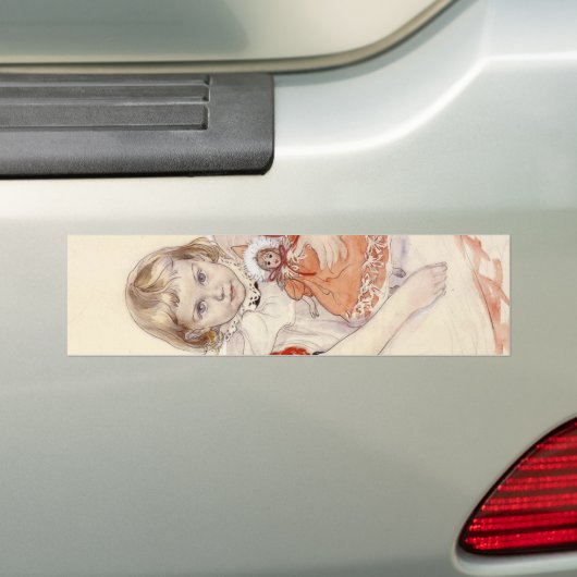 Autocollant De Voiture Jeune fille mignonne avec une poupée (Art d'enfanc (En voiture)