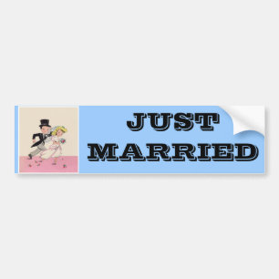 Autocollant De Voiture Jeune mariée et marié d'emballement