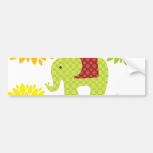 Autocollant De Voiture Jolie couleur Hippie Elephant puissance de fleur
