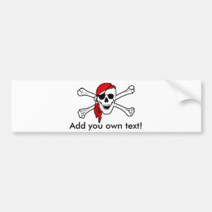 Autocollant De Voiture Jolly roger avec le bandana rouge
