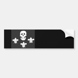 AUTOCOLLANT DE VOITURE JOLLY ROGER SKULL AND THREE LILIES FLAG