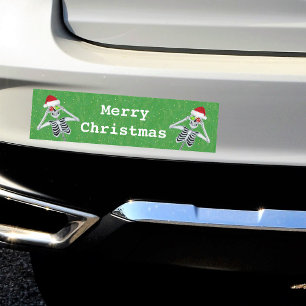 Autocollant De Voiture Joyeux Skeletons de Noël Ornement Eyes Green