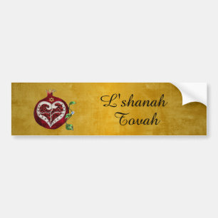 Autocollant De Voiture Judaica Pomegranate Heart Hanoukka Rosh Hashanah
