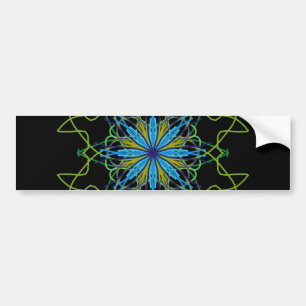 Autocollant De Voiture Kaleidoscope Mandala Art Black Blue Star