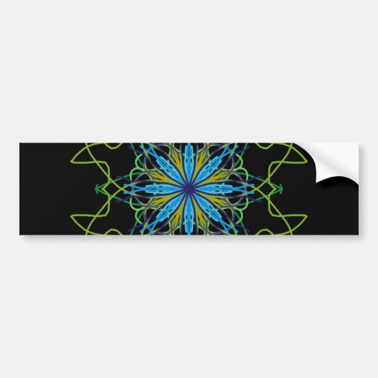 Autocollant De Voiture Kaleidoscope Mandala Art Black Blue Star (Devant)