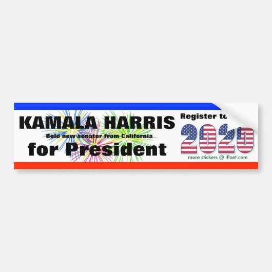 AUTOCOLLANT DE VOITURE KAMALA HARRIS POUR LE PRÉSIDENT - 2020 - (Devant)